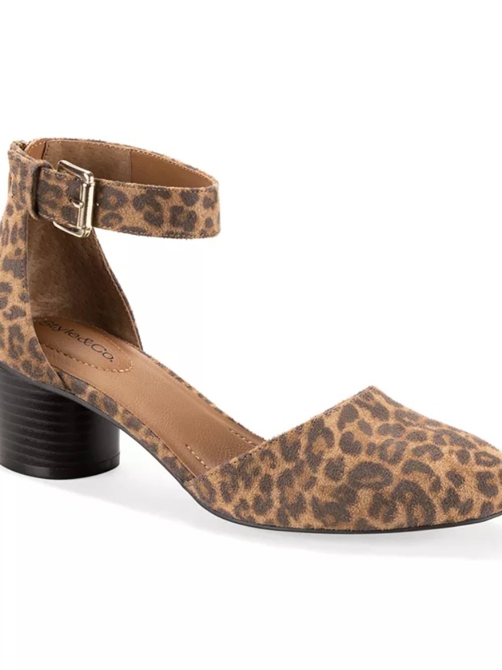 Style & Co Women's Alinaa Two-Piece Block Heel Dress Pumps Leopard